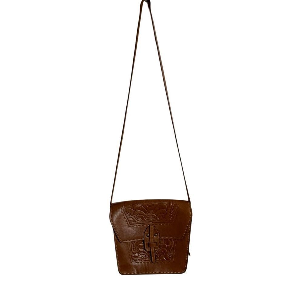 Patricia Nash Marciana Flap Leather Tooled Crossbody Bag